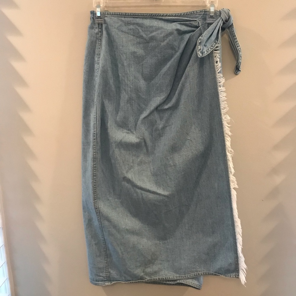 Long Denim Wrap Skirt